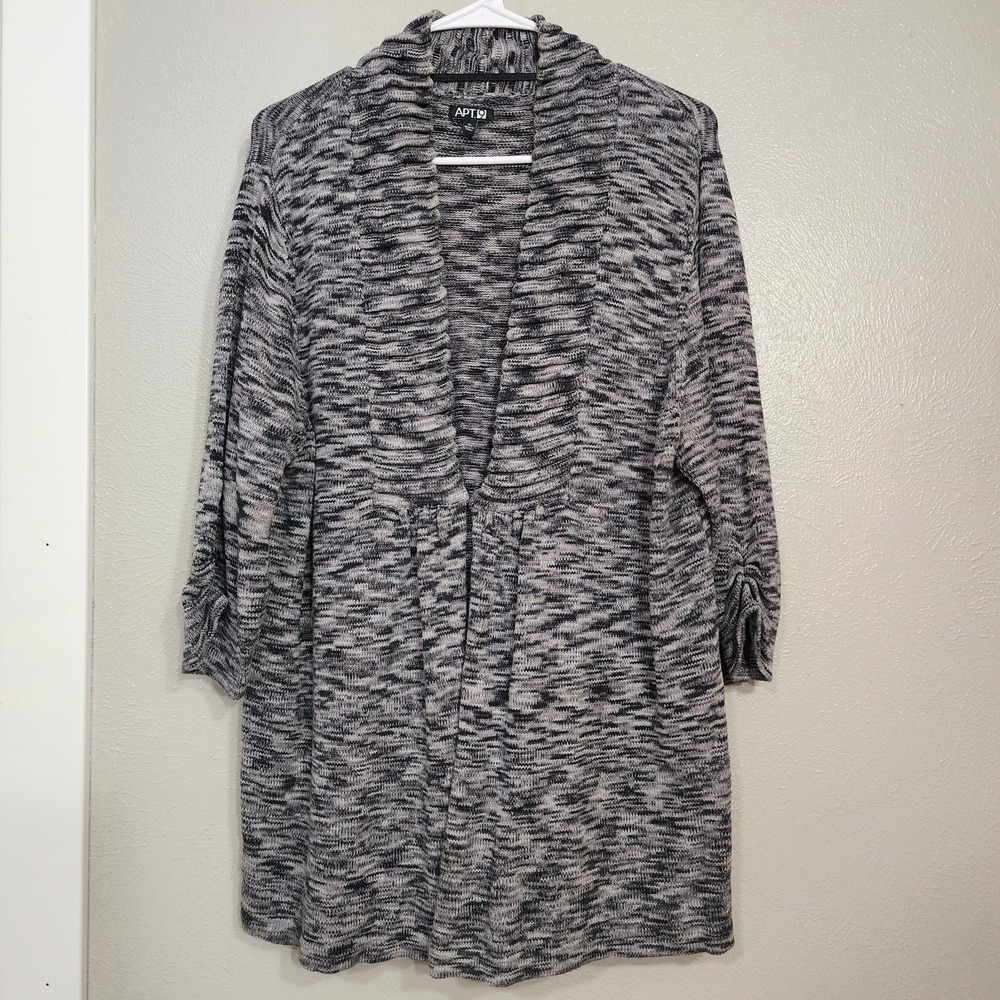 Apt 9 Knit Cardigan Hook Closure Size XL Black And White Long Sleeve